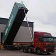 Our 40 tipping trailer delivering netting bags